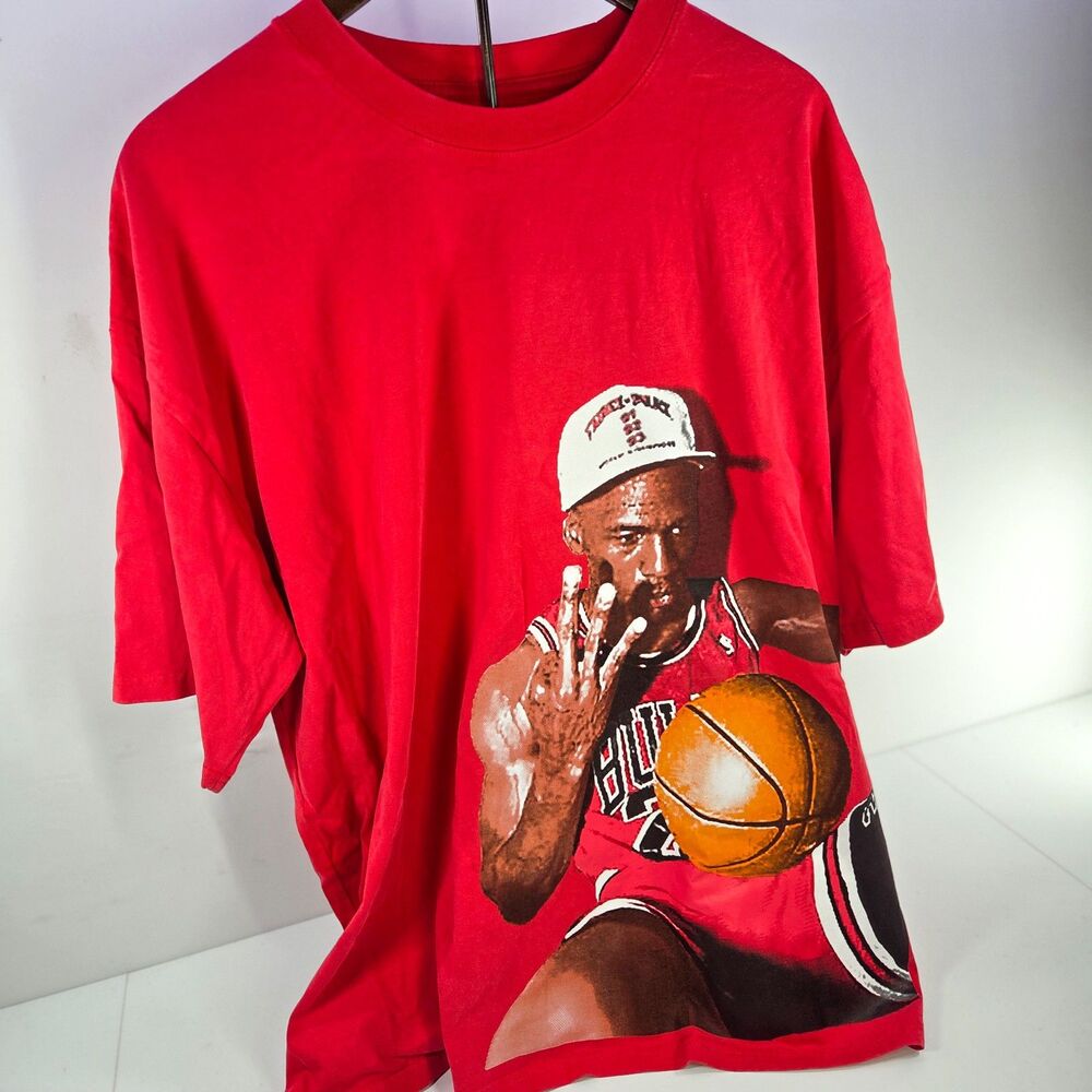 Michael Jordan Graphic Tee Red Oversized Heavyweight XL